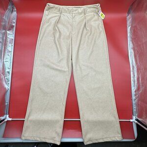 Anthropologie Avec Les Filles Size XL Beige Pleated Lux Faux Leather Pants NWT